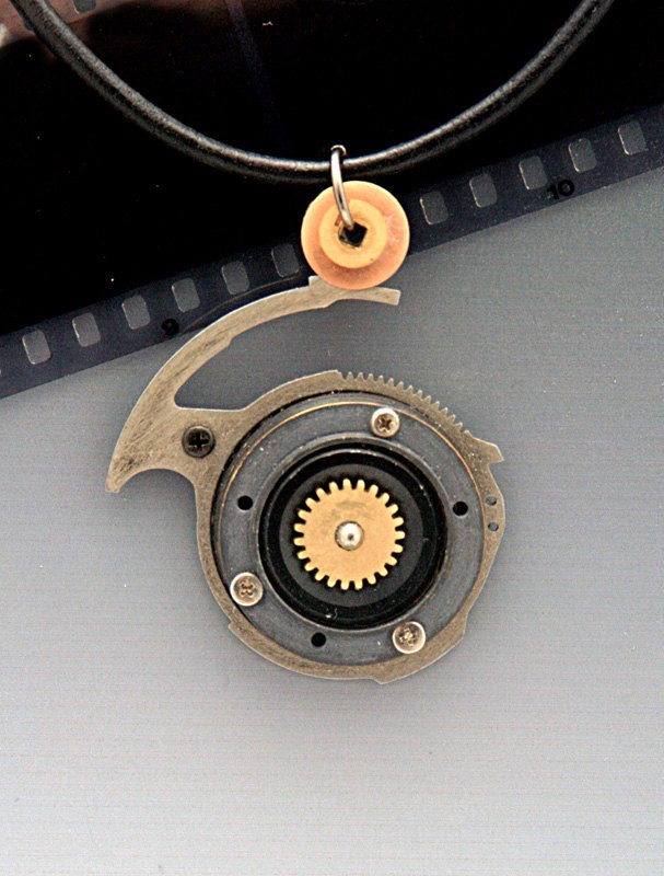 PENDANT made with VINTAGE CAMERA Parts Abstract Design  Handmade Recycled for Photographers and Photo Fans Cool Unique Gift