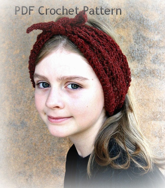 Crochet pattern. Sadie headband, earwarmer, wrap, turban, instant download.