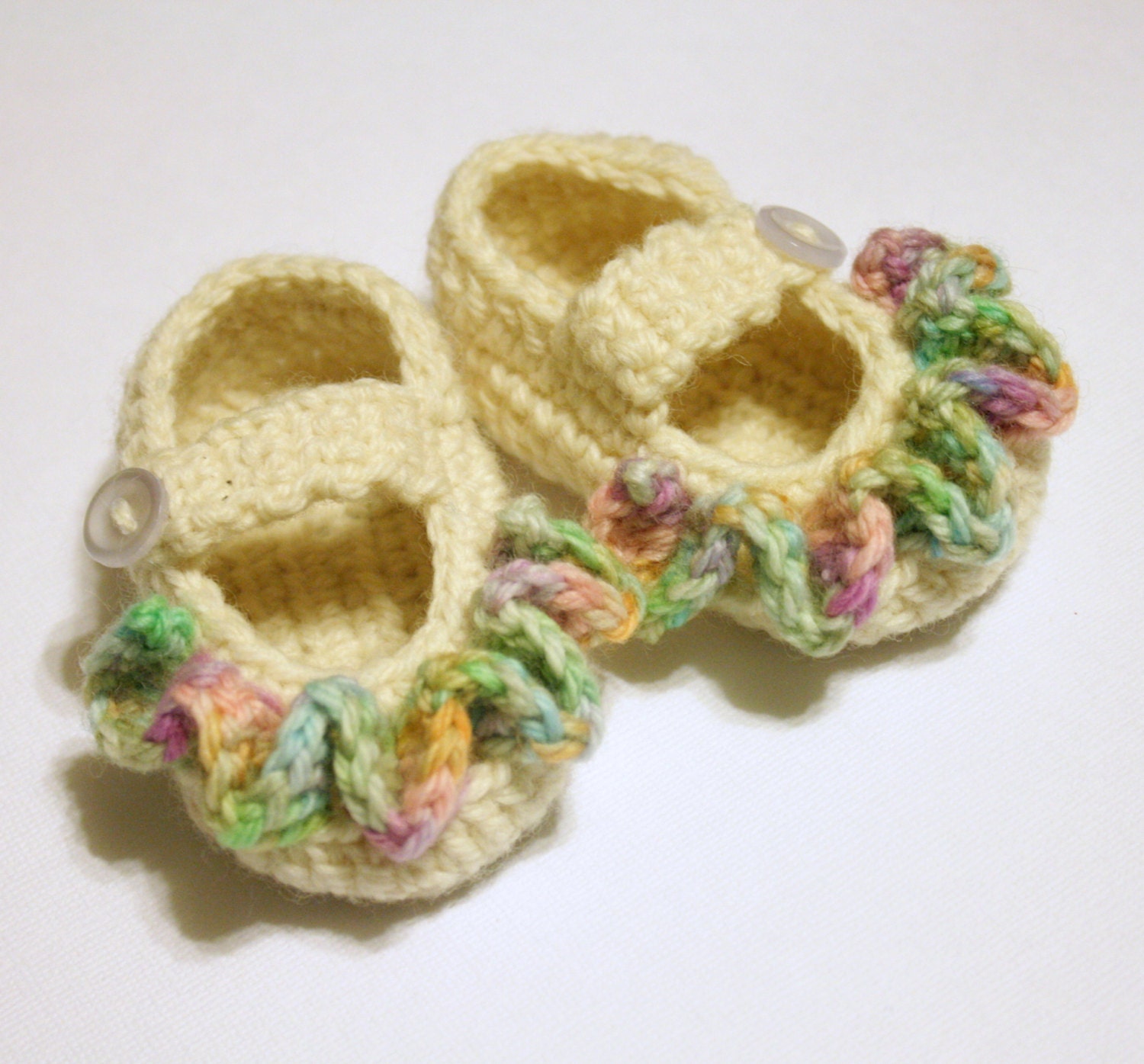 Crochet Baby Booties Ruffle Mary Jane - Choose Size & Color