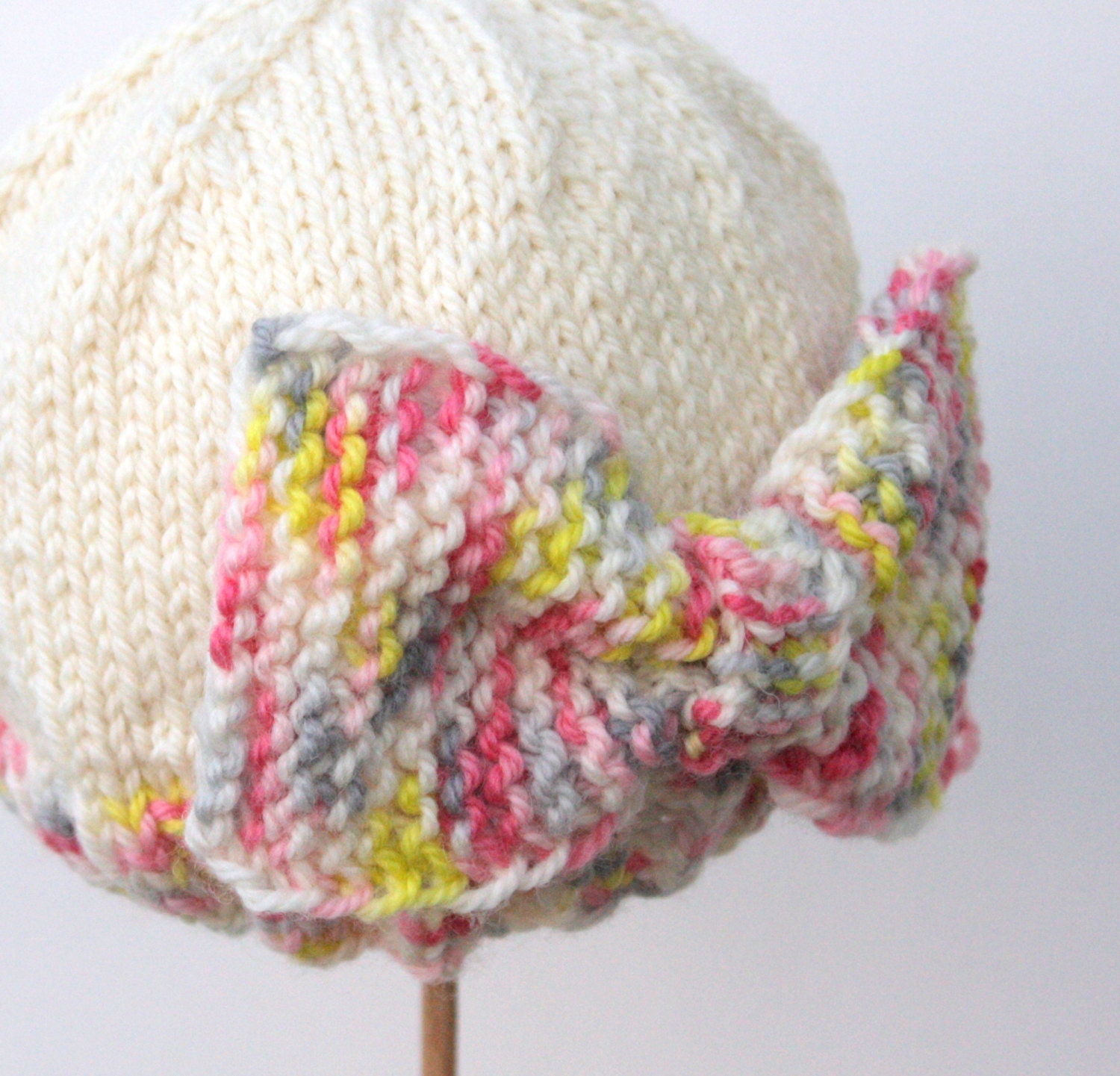 Knit Wool Baby Hat with Bow