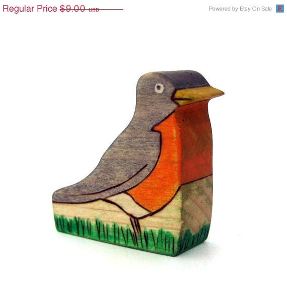 3 DAY SALE - Robin Toy - Wood Toy - Animal Toy - Nature Table Toy