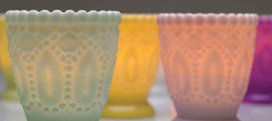 Set of 4 Vintage Hobnail Milk glass Votives customize with your colors