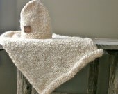 Newborn Knit Cocoon and Hat Set in Cream with Wood Button Photography Prop Bringing Home Baby