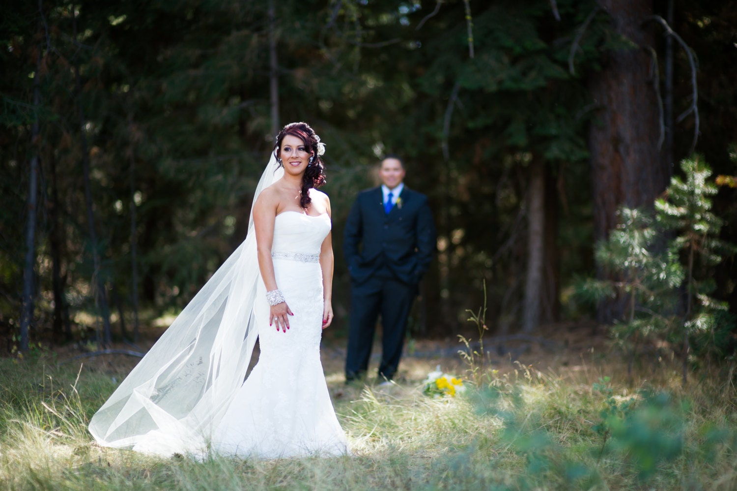 Wedding Veil Chapel Length White Tulle