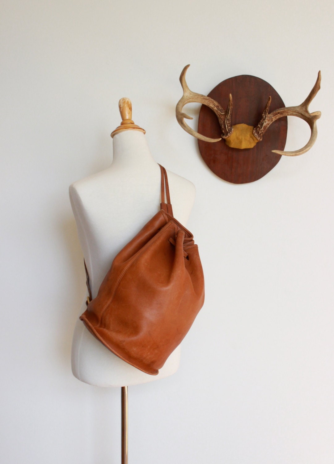 Coach Cross Body Sling Bucket Bag British Tan //  Leather Drawstring Duffle Backpack Purse