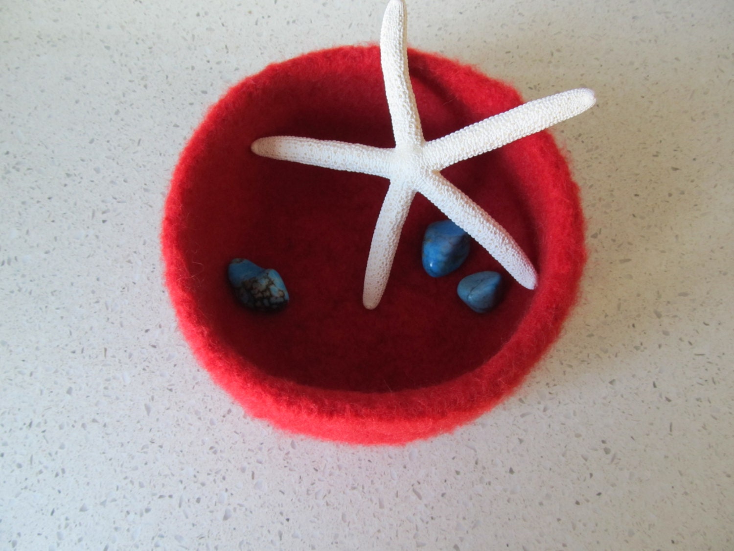 Large felted bowl in solid red wool