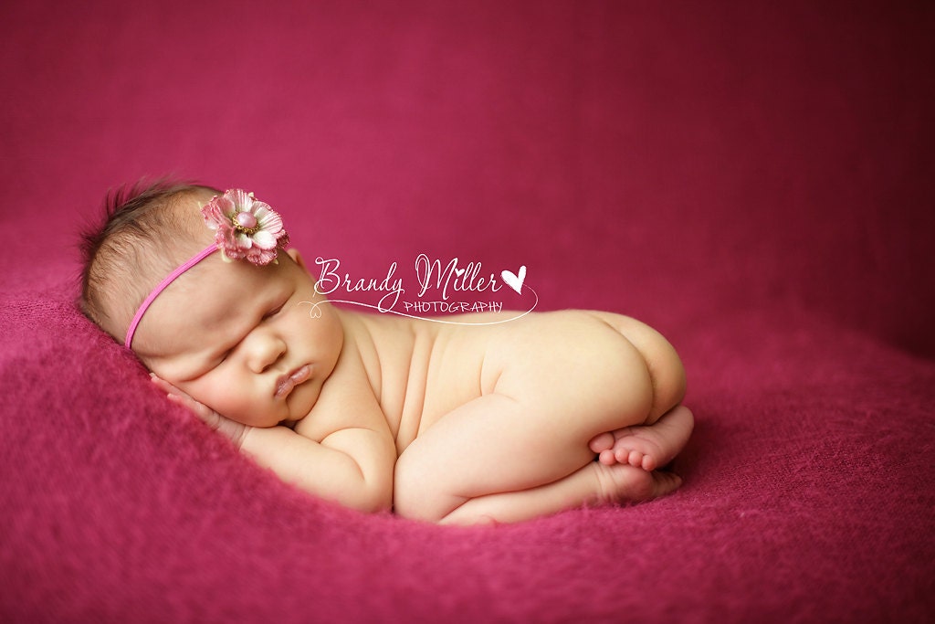 Baby Headband, Newborn Photo Prop, Pink Newborn Headband, Newborn Photography Prop, Pink Headband With A Cute Little Flower & Pearl Center