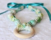 Ocean FieldsTeething Ring Necklace for Breastfeeding/Nursing Necklace, Teething Necklace, Babywearing, Fabric Necklace