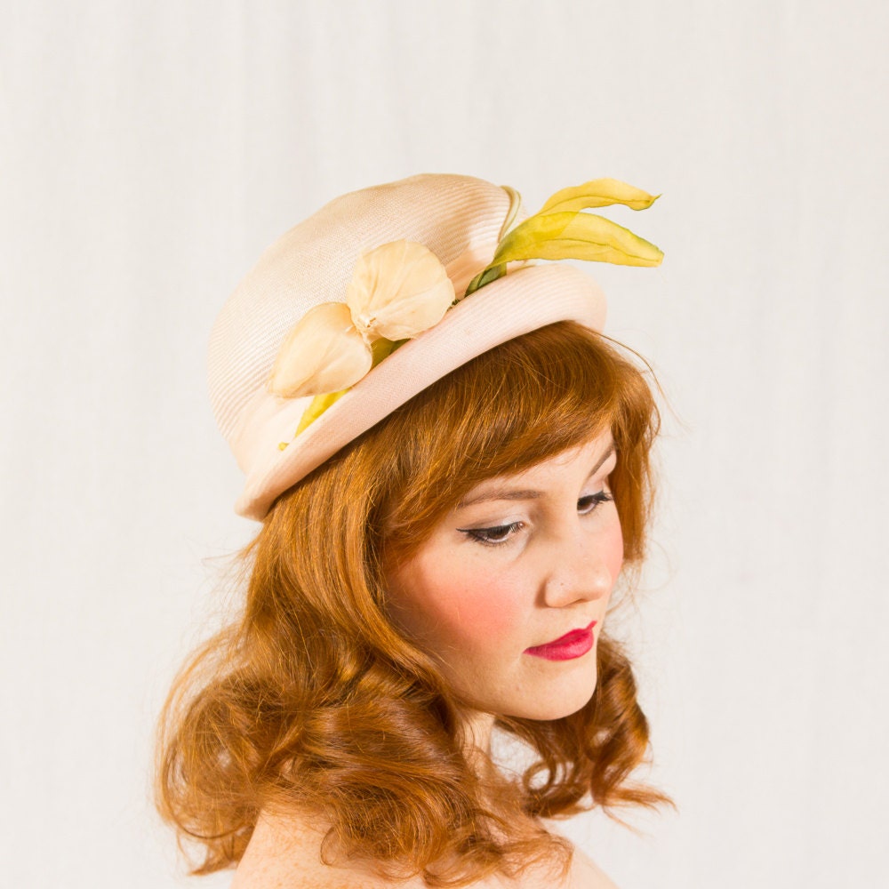 vintage 1960s hat / straw hat / Ellen Jane