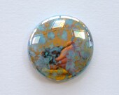 Handpainted cabochon, bone china, blue, gold, jewelry making