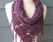 ELVIRA (Small) Triangle Cowl, Scarf, Shawl, Wrap, by ArtsyCrochet - Mulberry or Choose Your Color