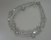 Double Strand Swarovski Crystal Bridal Bracelet Rhinestone Pave Ball , The Kate