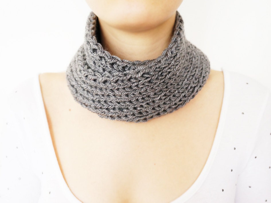 FREE SHIPING // Scarf // Elegant and warm gray charcoal  neck warmer cowl scarflette Unisex Men - Sudrishta