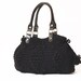 Black Handbag- Celebrity Style With Genuine Leather Handles- shoulder bag- crochet bag- hand made