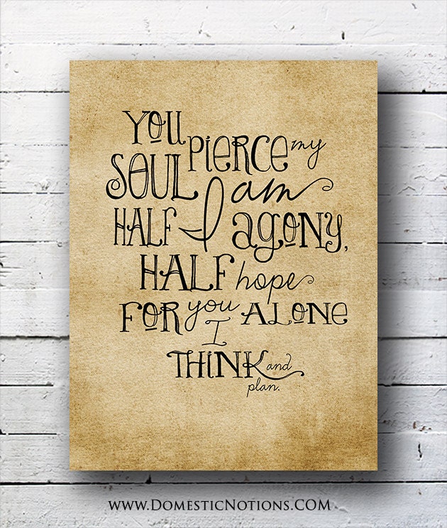 Jane Austen Quote: Persuasion - Captain Wentworth - Typography Print