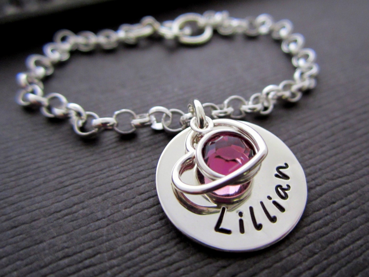 Children's Jewelry, Personalized Children & Teen Jewelry - Sterling Silver Baby Charm Bracelet w/ Birthstone and Heart
