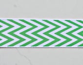 Emerald green chevron stripes on white 7/8" grosgrain ribbon- christmas st patricks day Il_170x135