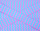 Turquoise on pink chevron on 7/8" grosgrain- high quality