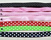 5/8" Fold over elastic - White polka dots 7 styles