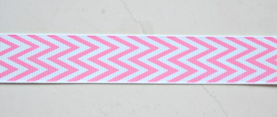 Hot pink chevron striped on 7/8" grosgrain ribbon style 2 Il_570xn
