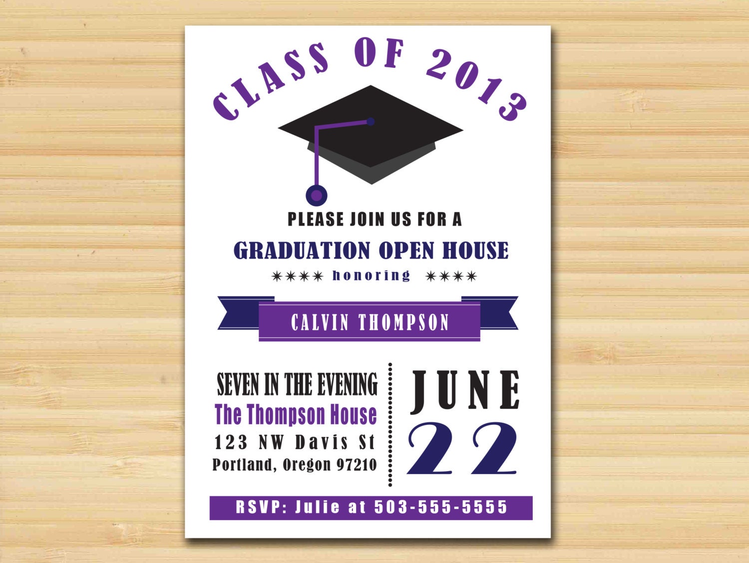Graduation Party Invitation - DIY Digital Printable File- Grad Open House