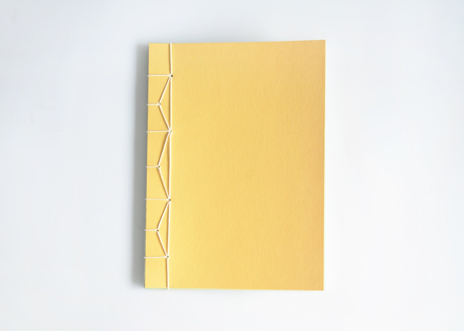 Handmade Sunshine Yellow and Mint Green Journal with Japanese Hemp Leaf Binding