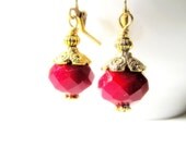 Red Crystal Earrings Victorian Jewelry 14k Gold Crystal Earrings Wedding Bridesmaids Jewelry Maid of Honor Gift