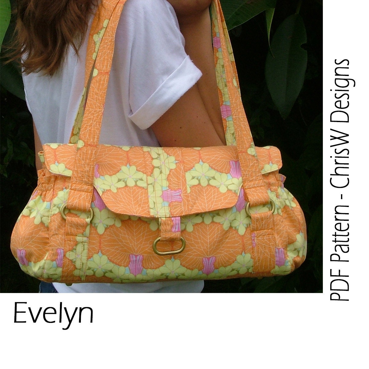 INSTANT DOWNLOAD - Handbag Sewing pattern - PDF- "Evelyn" Purse diy with lots of pockets and hardware
