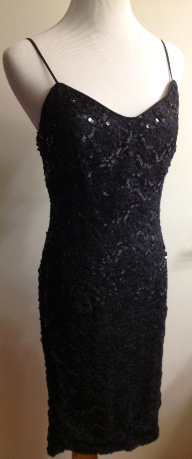 SEXY Black Marilyn Monroe Style Sequins Vintage Cocktail Dress