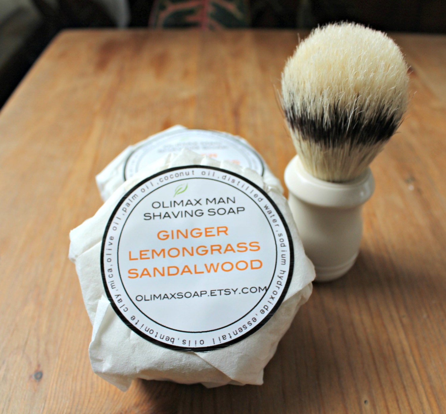 Ginger Lemongrass and Sandalwood Shaving Soap For Men VEGAN gifts for men, shave soap