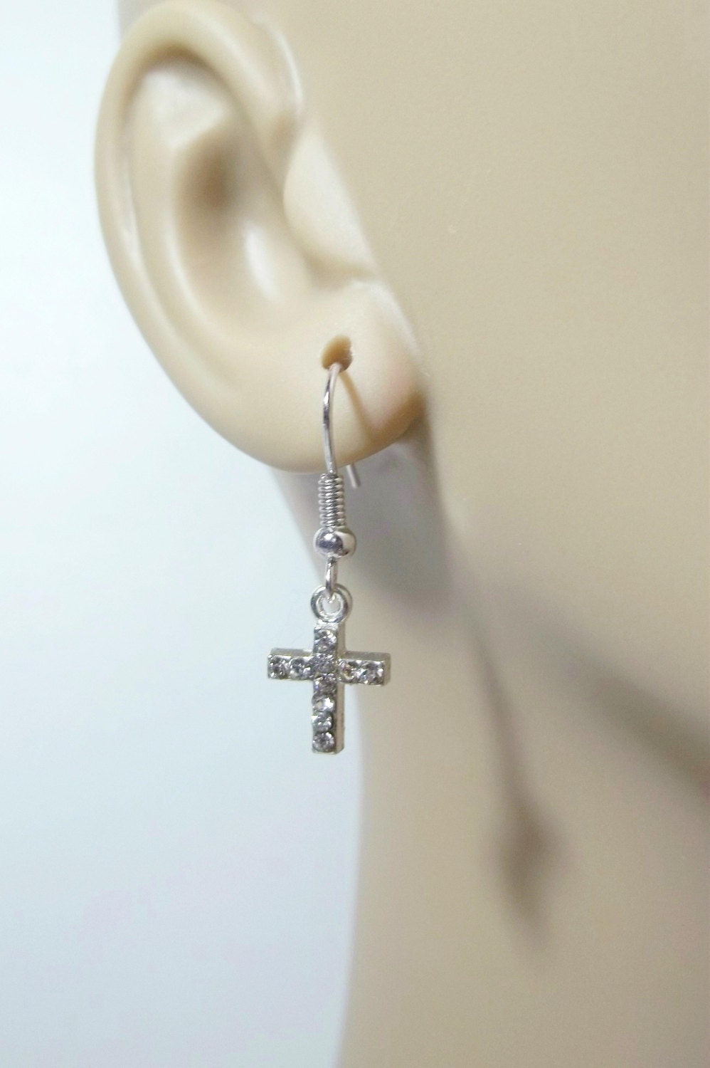 Rhinestone Cross Dangle Earrings - Free Shipping