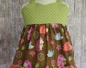 Girls Boutique Pinafore Top Woodland Animal Hedgehogs