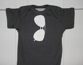 THE ORIGINAL Aviator Sunglasses Onesie in Charcoal with White Aviators