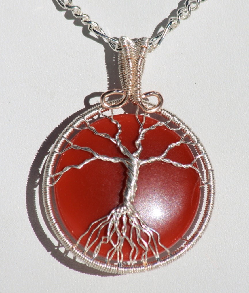 Red Jasper & Silver Tree of Life Pendant