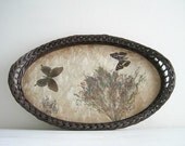 Vintage Wicker Butterfly Serving Tray - Cottage Chic