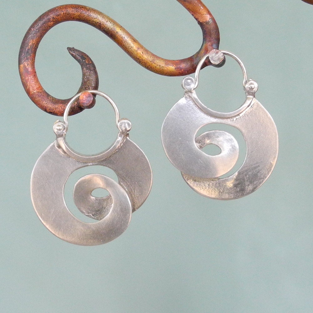 Fat Curl Earrings - Hoop Style - sterling silver