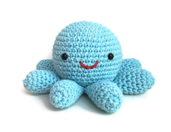 Olivia the Octopus - Cute Amigurumi Crocheted Stuffed Animal Plush - Custom Color Option