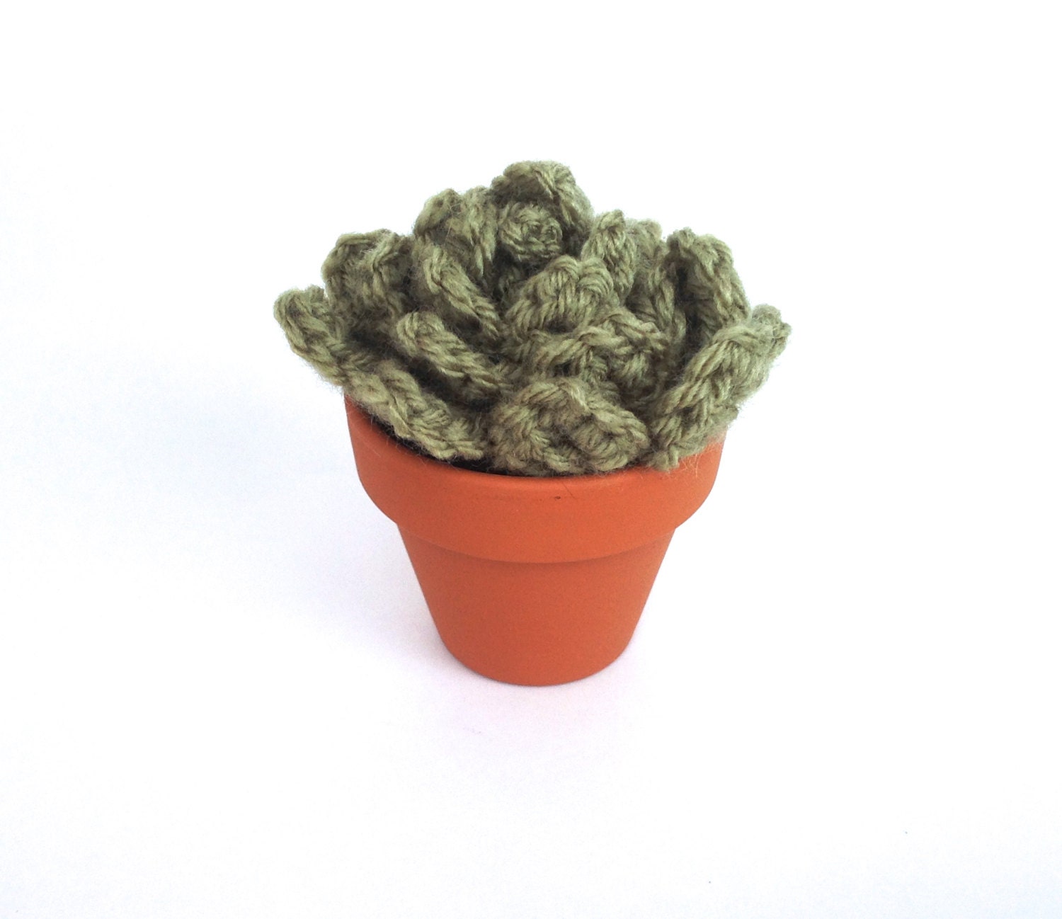 Crochet Mini Succulent Hens and Chicks Fake Plant in Clay Pot