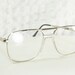 80s Glasses 1980s Aviator Eyeglasses Men's Silver Wire Rim Double Bridge Square Two Tone Finish NOS Large Size 58/18 Otego Optical Frame