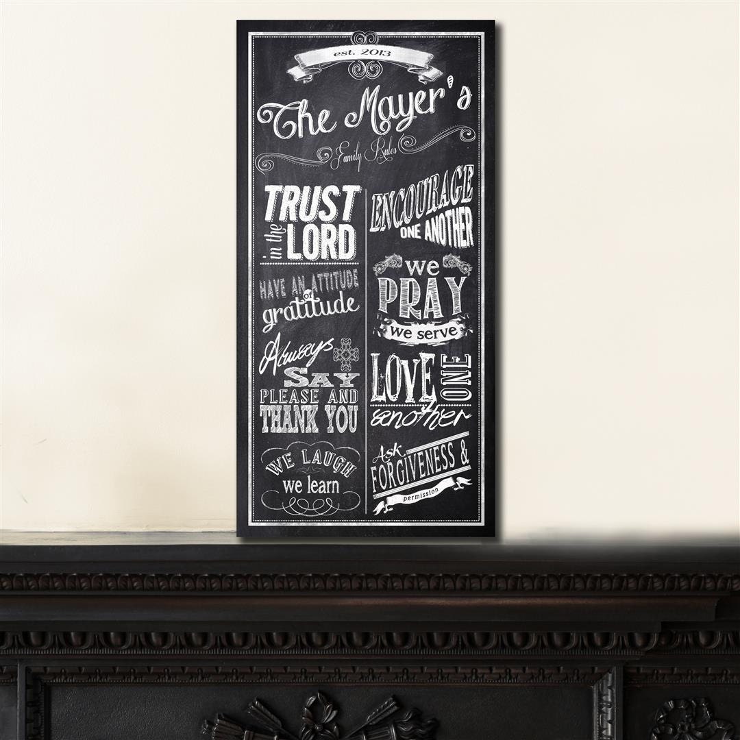 Personalized Christian Family Rules - Custom Chalkboard - Subway Sign Art Print  - Mother's Day Gift
