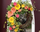 Spring Wreath Summer Wreath Grapevine Door Wreath Decor..."Daisies"