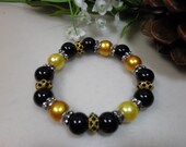 Gold And Black Stretch Bracelet