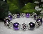 Beautiful Purple And Crystal Stretch Bracelet