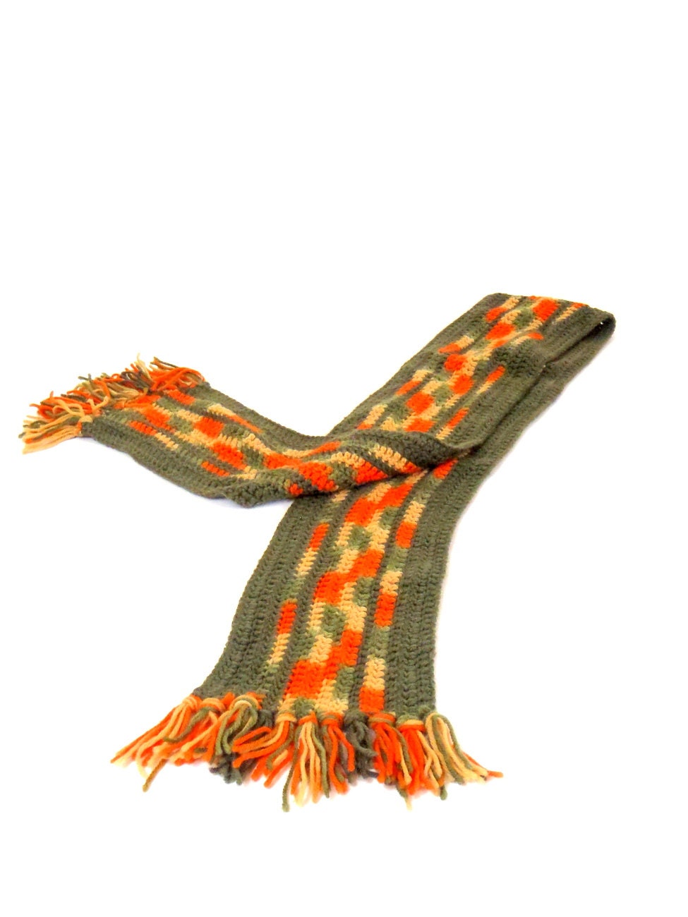 Scarf Neck Scarf Crochet Scarf 1970s Bohemian Vintage Scarf