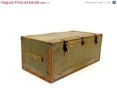 SALE Antique Trunk Vintage Chest USA Military Foot Locker WW2 1942