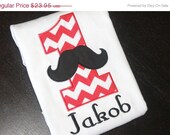 HUGE SA:E- Red Chevron Mustache  Personalized Birthday Shirt /Onesie, 1st birthday, 2nd birthday, 3rd birthday, 4th birthday, 5th birthday