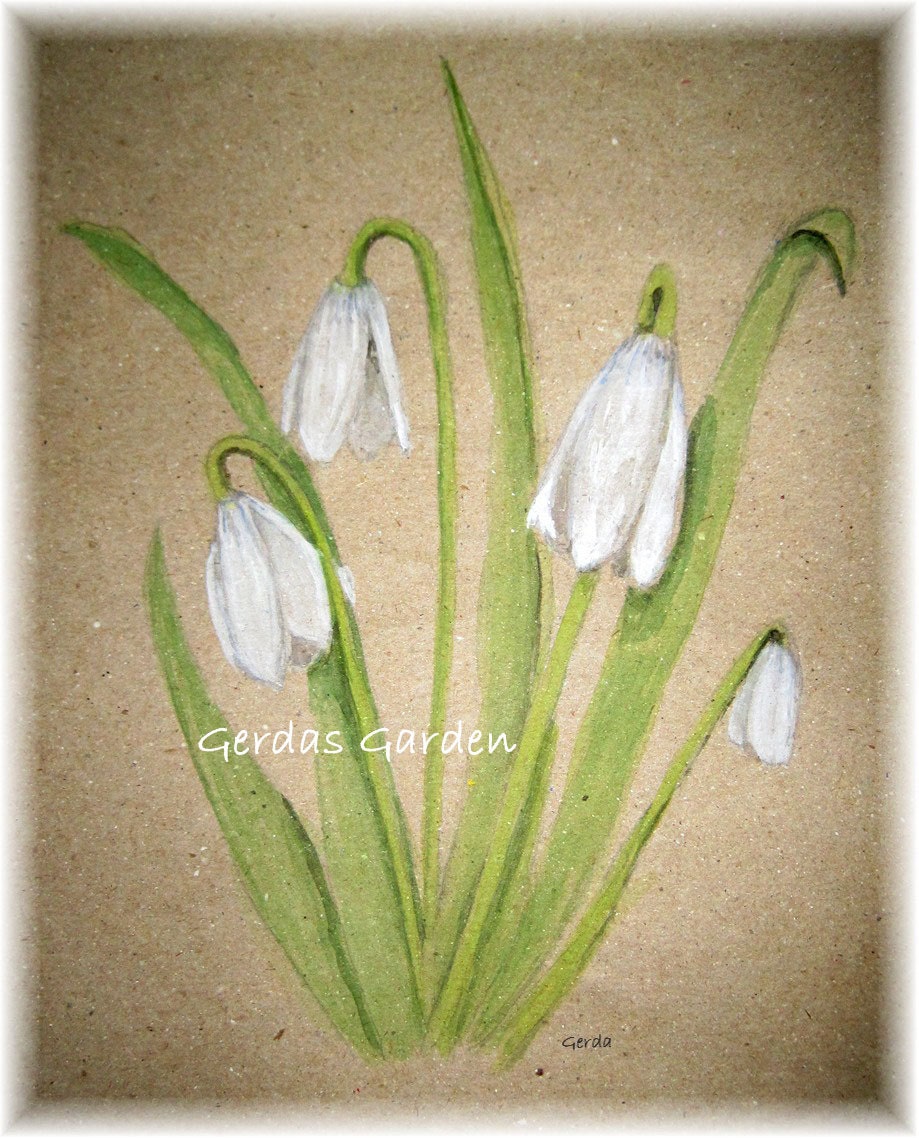 Snowdrop watercolor print 5x7 January birth flower tender shoots tendershoots
