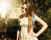Bohemian Feather Hair Clip Hemp Feather Extensions Sky Blue White Long Hair Feathers Festival Feathers Accessories