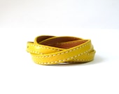 Multi Wrapped Yellow Leather Bracelet