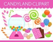 Candy Clipart - Lollipop Candy Land Rainbow Clipart // Candyland - C80